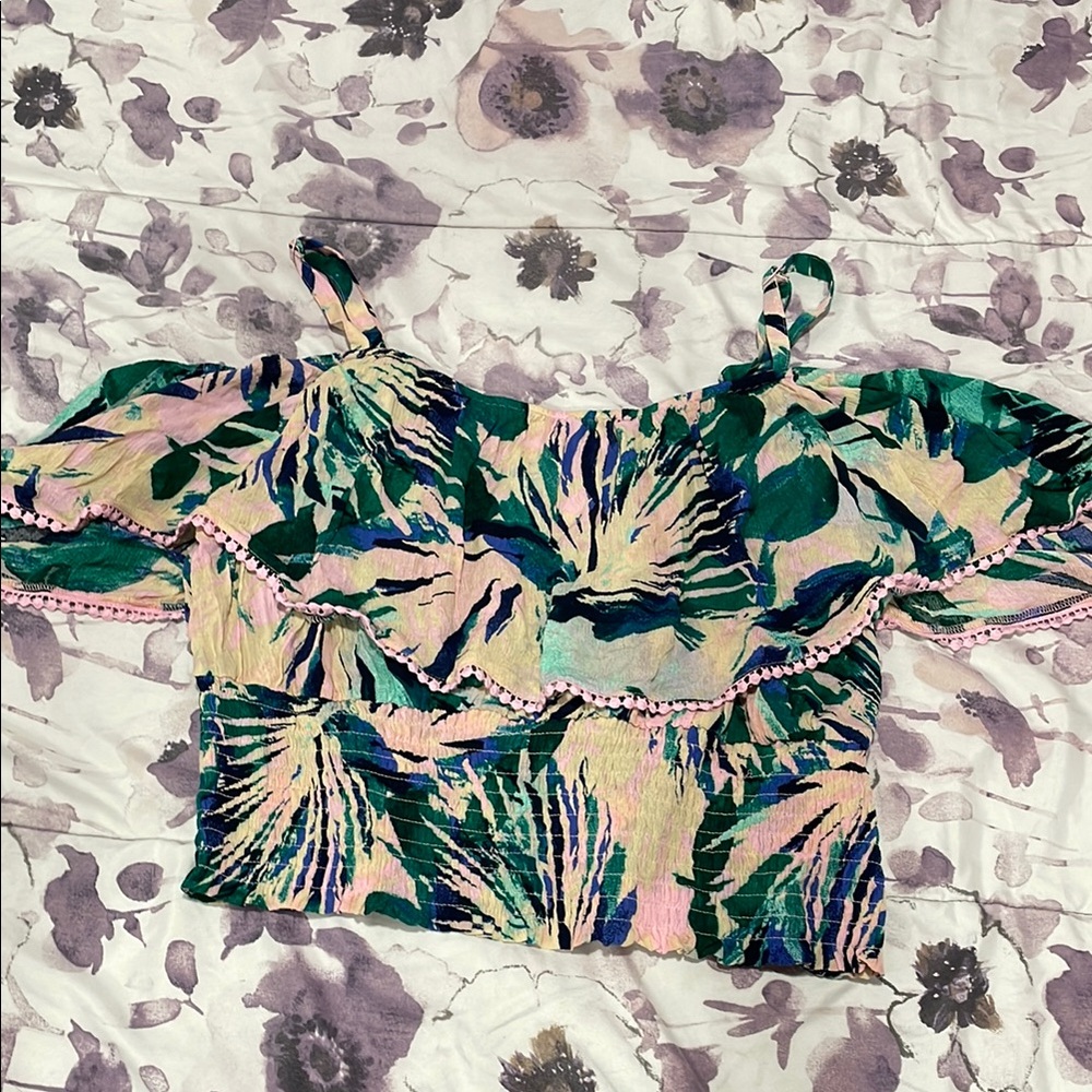 Torrid Green Pink Tropical Crop Top